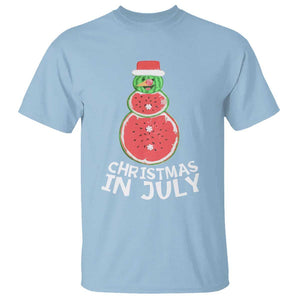 Funny Christmas In July Watermelon Summer Snowman T Shirt TS09 Light Blue Print Your Wear