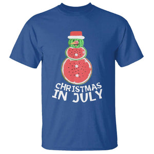 Funny Christmas In July Watermelon Summer Snowman T Shirt TS09 Royal Blue Print Your Wear