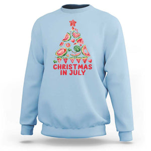 Christmas In July Sweatshirt Watermelon Summer Christmas Tree TS09 Light Blue Print Your Wear