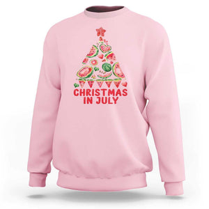 Christmas In July Sweatshirt Watermelon Summer Christmas Tree TS09 Light Pink Print Your Wear