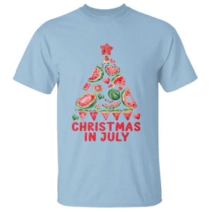 Christmas In July T Shirt Watermelon Summer Christmas Tree TS09 Light Blue Print Your Wear