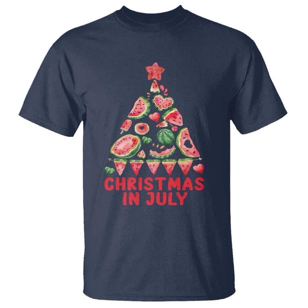 Christmas In July T Shirt Watermelon Summer Christmas Tree TS09 Navy Print Your Wear