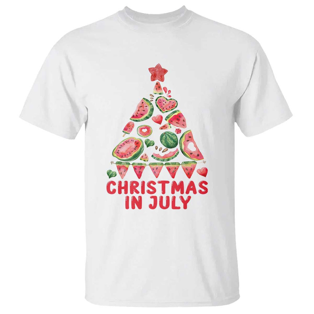 Christmas In July T Shirt Watermelon Summer Christmas Tree TS09 White Print Your Wear