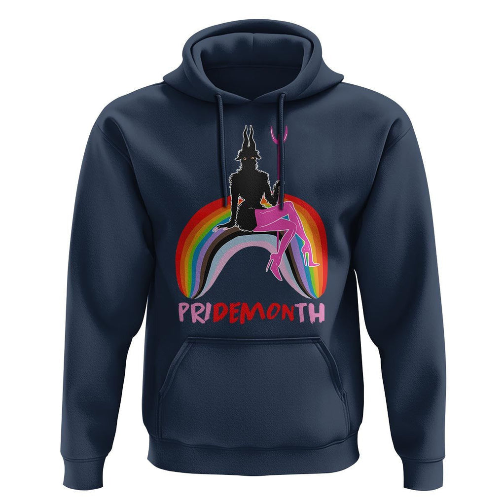 Funny LGBT Pride Hoodie Pride Demon Month Rainbow Slay Gay Evil TS09 Navy Print Your Wear