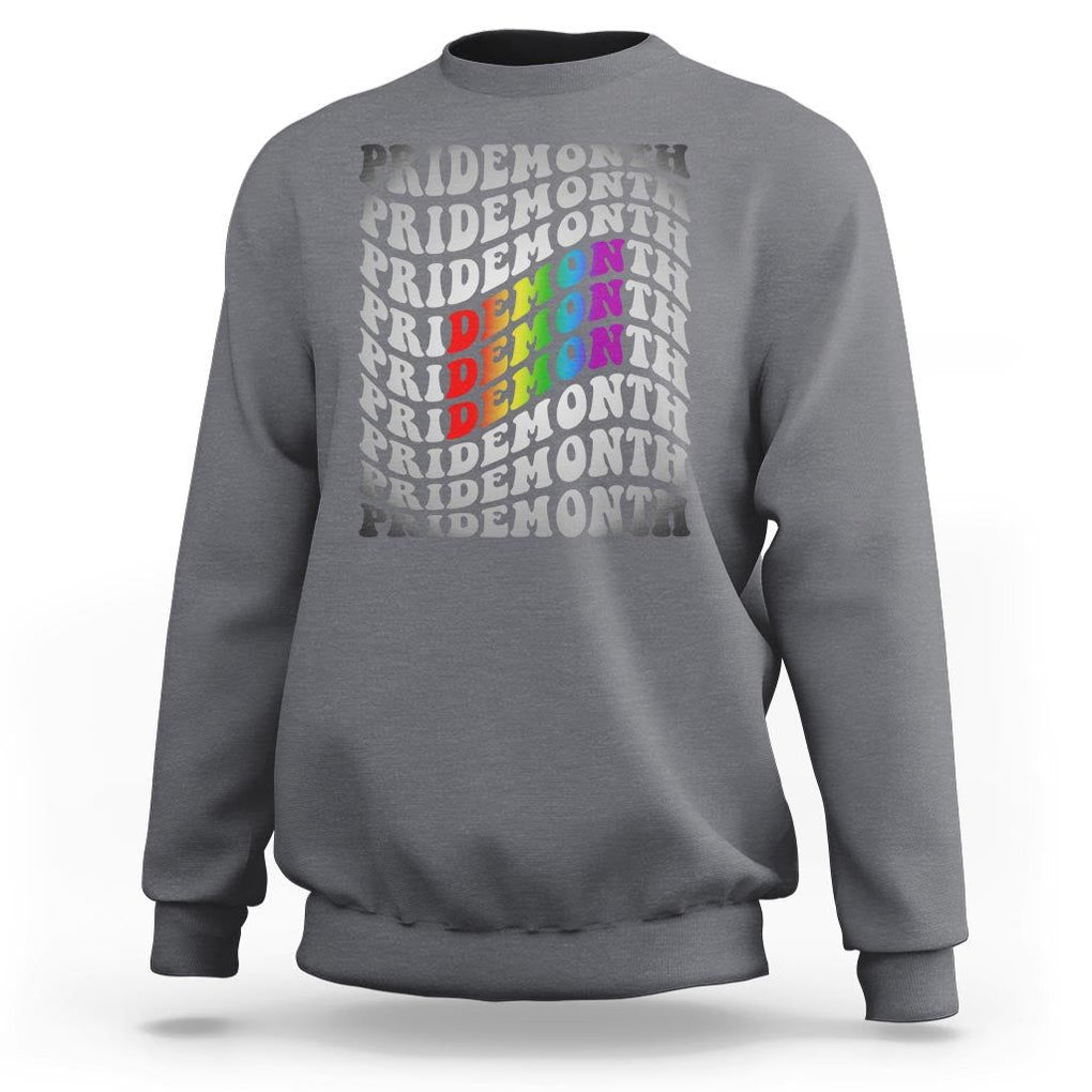 Funny LGBT Pride Sweatshirt Pride Demon Month Rainbow TS09 Charcoal Print Your Wear