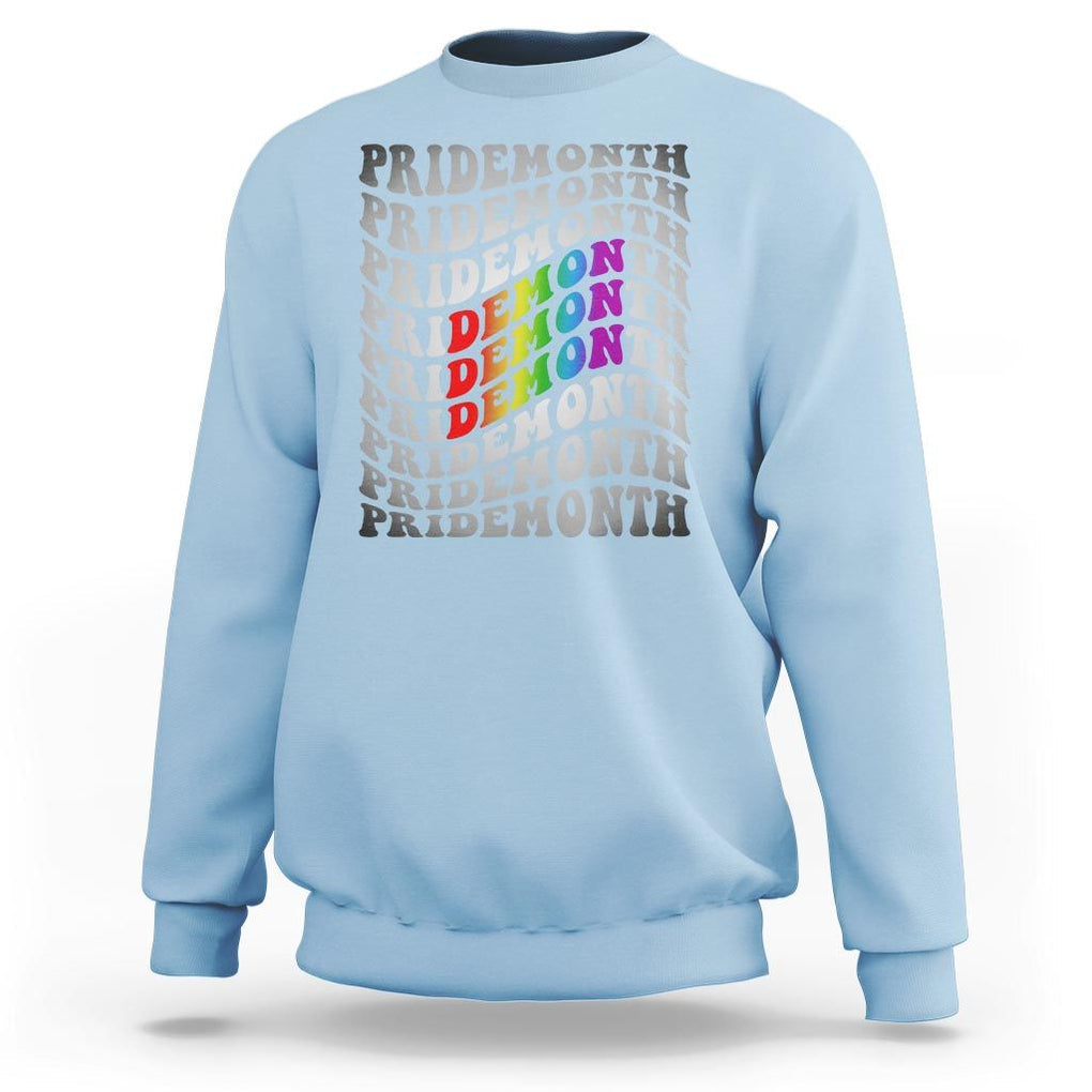 Funny LGBT Pride Sweatshirt Pride Demon Month Rainbow TS09 Light Blue Print Your Wear