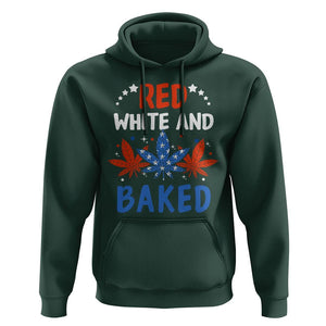 Funny Marijuana 4th Of July Hoodie Red White and Baked Patriotic Weed TS09 Dark Forest Green Print Your Wear