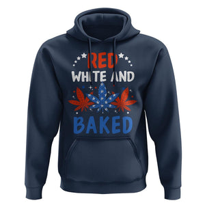 Funny Marijuana 4th Of July Hoodie Red White and Baked Patriotic Weed TS09 Navy Print Your Wear