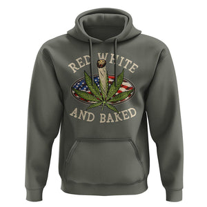 Funny Marijuana 4th Of July Hoodie Red White and Baked Patriotic Weed TS09 Military Green Print Your Wear