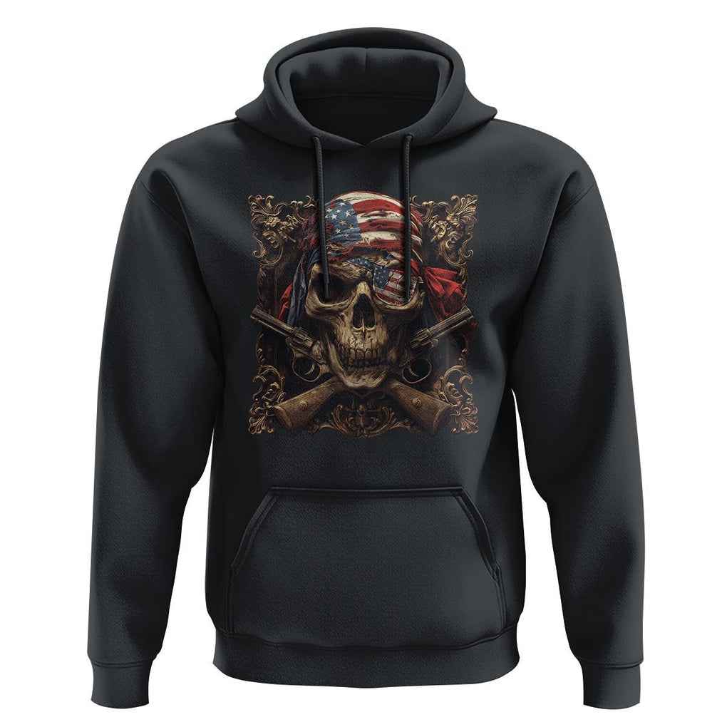 Funny Pirate 4th Of July Hoodie Patriotic America Flag Skull TS09 Black Print Your Wear