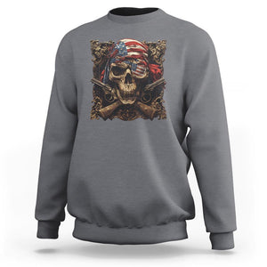 Funny Pirate 4th Of July Sweatshirt Patriotic America Flag Skull TS09 Charcoal Print Your Wear