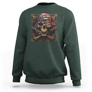 Funny Pirate 4th Of July Sweatshirt Patriotic America Flag Skull TS09 Dark Forest Green Print Your Wear