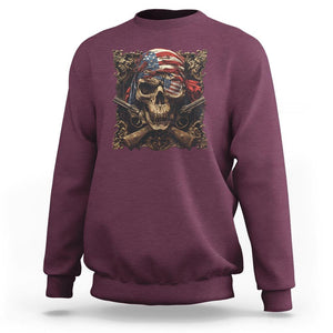 Funny Pirate 4th Of July Sweatshirt Patriotic America Flag Skull TS09 Maroon Print Your Wear