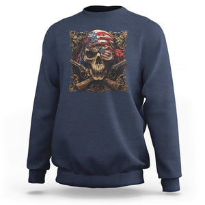 Funny Pirate 4th Of July Sweatshirt Patriotic America Flag Skull TS09 Navy Print Your Wear