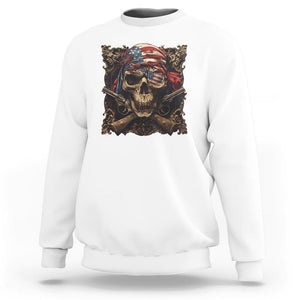 Funny Pirate 4th Of July Sweatshirt Patriotic America Flag Skull TS09 White Print Your Wear