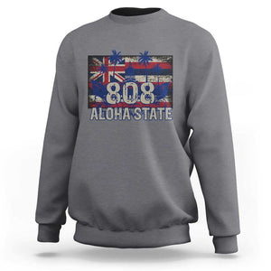 Hawaiian Sweatshirt 808 Aloha State Hawaii Flag TS09 Charcoal Print Your Wear