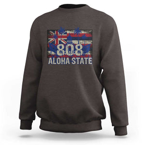 Hawaiian Sweatshirt 808 Aloha State Hawaii Flag TS09 Dark Chocolate Print Your Wear