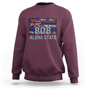 Hawaiian Sweatshirt 808 Aloha State Hawaii Flag TS09 Maroon Print Your Wear