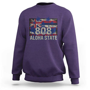 Hawaiian Sweatshirt 808 Aloha State Hawaii Flag TS09 Purple Print Your Wear