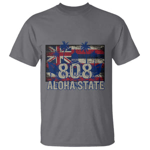 Hawaiian T Shirt 808 Aloha State Hawaii Flag TS09 Charcoal Print Your Wear