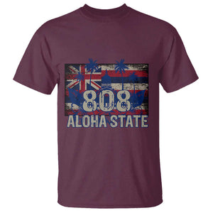 Hawaiian T Shirt 808 Aloha State Hawaii Flag TS09 Maroon Print Your Wear