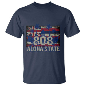 Hawaiian T Shirt 808 Aloha State Hawaii Flag TS09 Navy Print Your Wear