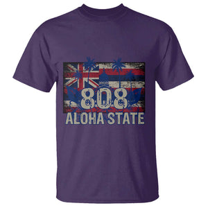 Hawaiian T Shirt 808 Aloha State Hawaii Flag TS09 Purple Print Your Wear