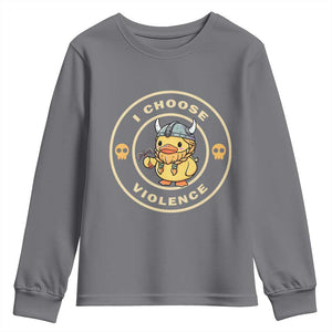 Funny Viking Duck Meme I Choose Violence Youth Sweatshirt TS09 Charcoal Print Your Wear