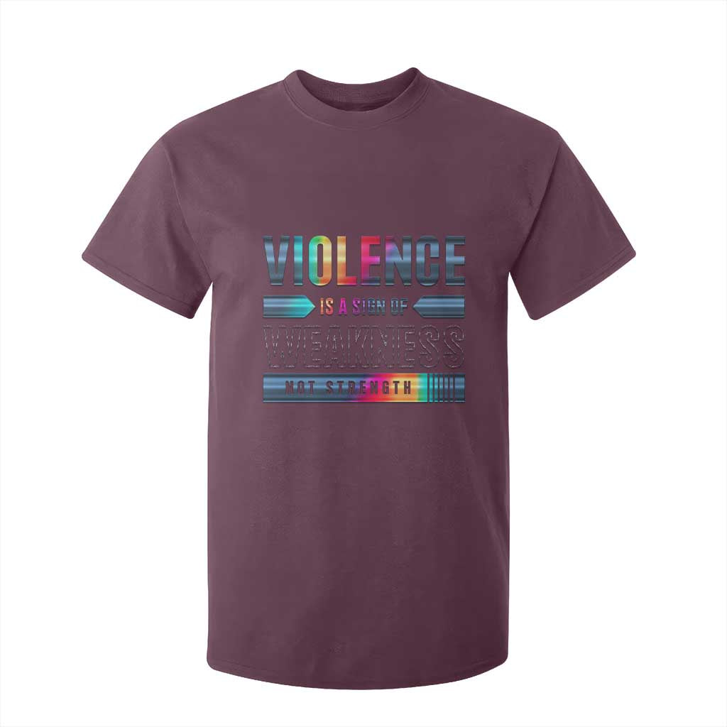 Violence Is A Sign Of Weakness T Shirt For Kid TS09 Maroon Print Your Wear