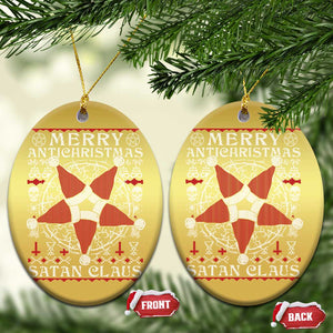 Anti Xmas Christmas Ornament Merry Antichristmas Noel Hat Pentagram TS09 Oval Gold Print Your Wear