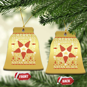 Anti Xmas Christmas Ornament Merry Antichristmas Noel Hat Pentagram TS09 Bell Flake Gold Print Your Wear