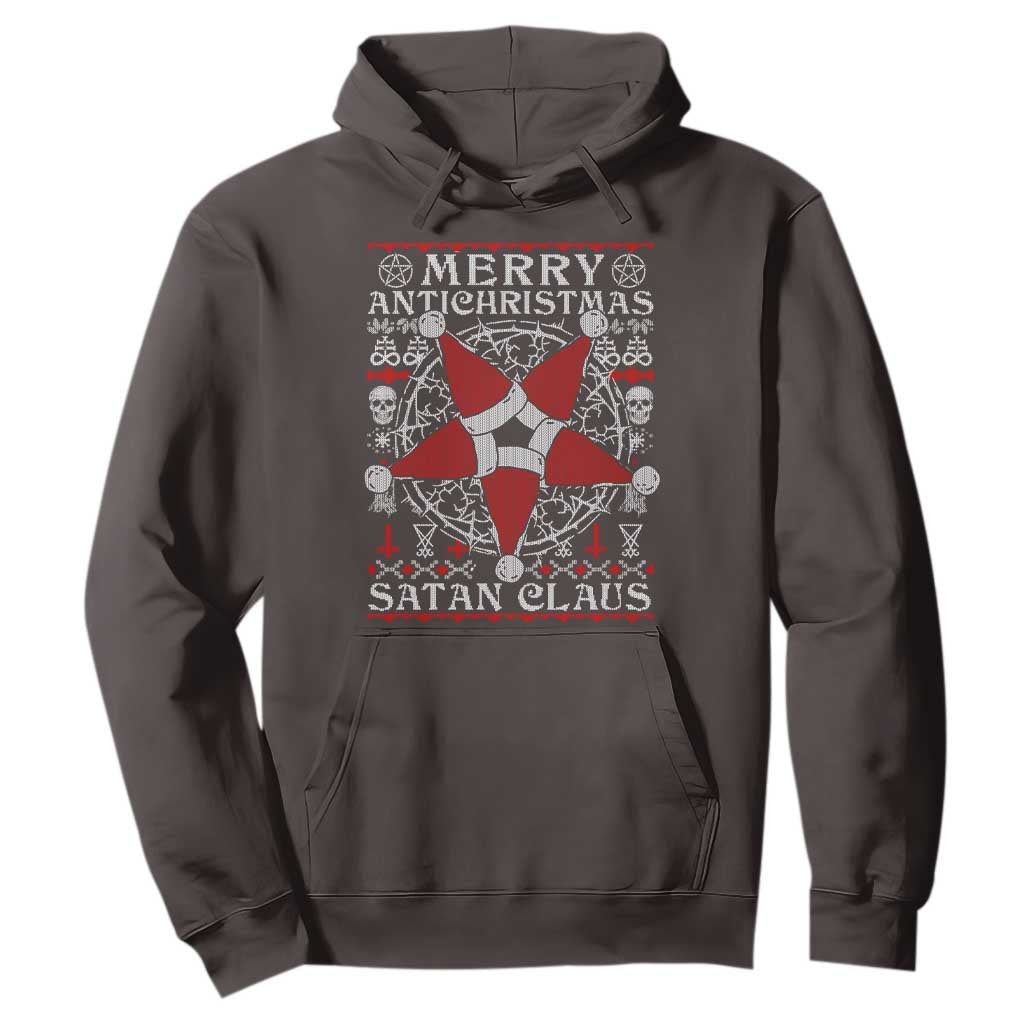 Anti Christmas Hoodie Merry Antichristmas Noel Hat Pentagram TS09 Dark Chocolate Print Your Wear