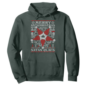 Anti Christmas Hoodie Merry Antichristmas Noel Hat Pentagram TS09 Dark Forest Green Print Your Wear