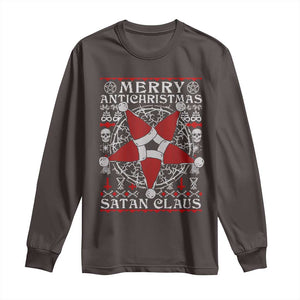 Anti Christmas Long Sleeve Shirt Merry Antichristmas Noel Hat Pentagram TS09 Dark Chocolate Print Your Wear