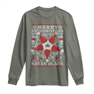 Anti Christmas Long Sleeve Shirt Merry Antichristmas Noel Hat Pentagram TS09 Military Green Print Your Wear