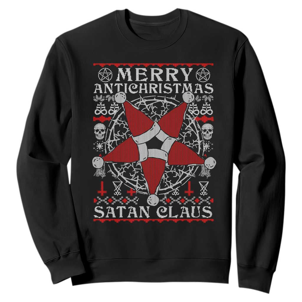 Anti Christmas Sweatshirt Merry Antichristmas Noel Hat Pentagram TS09 Black Print Your Wear