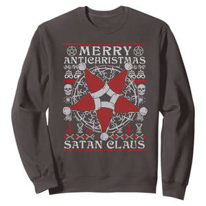 Anti Christmas Sweatshirt Merry Antichristmas Noel Hat Pentagram TS09 Dark Chocolate Print Your Wear