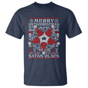 Anti Christmas T Shirt Merry Antichristmas Noel Hat Pentagram TS09 Navy Print Your Wear