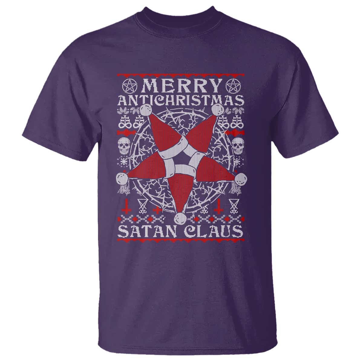 Anti Christmas T Shirt Merry Antichristmas Noel Hat Pentagram TS09 Purple Print Your Wear