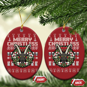 Anti Xmas Christmas Ornament Merry Christless Satan Baphomet Wreath TS09 Oval Red Print Your Wear