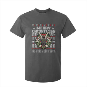 Anti Christmas T Shirt For Kid Merry Christless Satan Baphomet Wreath TS09 Dark Heather Print Your Wear