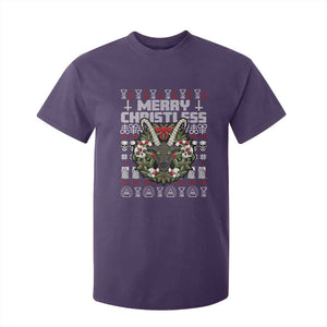 Anti Christmas T Shirt For Kid Merry Christless Satan Baphomet Wreath TS09 Purple Print Your Wear
