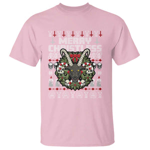 Anti Christmas T Shirt Merry Christless Satan Baphomet Wreath TS09 Light Pink Print Your Wear