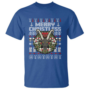 Anti Christmas T Shirt Merry Christless Satan Baphomet Wreath TS09 Royal Blue Print Your Wear