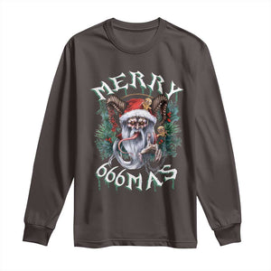 Anti Christmas Long Sleeve Shirt Merry 666Mas Satan Creepy Christmas TS09 Dark Chocolate Print Your Wear