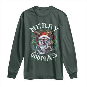 Anti Christmas Long Sleeve Shirt Merry 666Mas Satan Creepy Christmas TS09 Dark Forest Green Print Your Wear