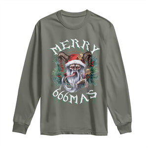 Anti Christmas Long Sleeve Shirt Merry 666Mas Satan Creepy Christmas TS09 Military Green Print Your Wear