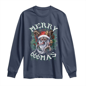 Anti Christmas Long Sleeve Shirt Merry 666Mas Satan Creepy Christmas TS09 Navy Print Your Wear