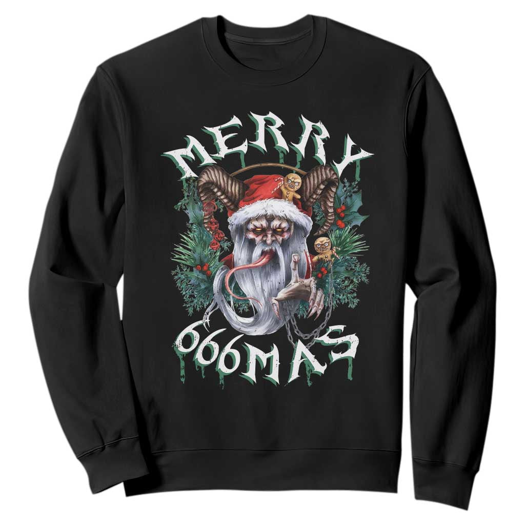 Anti Christmas Sweatshirt Merry 666Mas Satan Creepy Christmas TS09 Black Print Your Wear