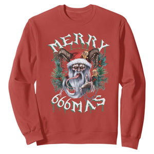 Anti Christmas Sweatshirt Merry 666Mas Satan Creepy Christmas TS09 Red Print Your Wear